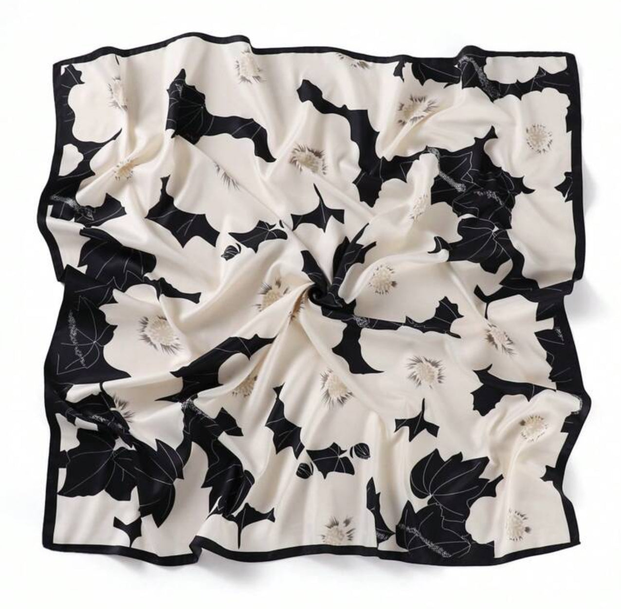 Black and White Floral Scarf
