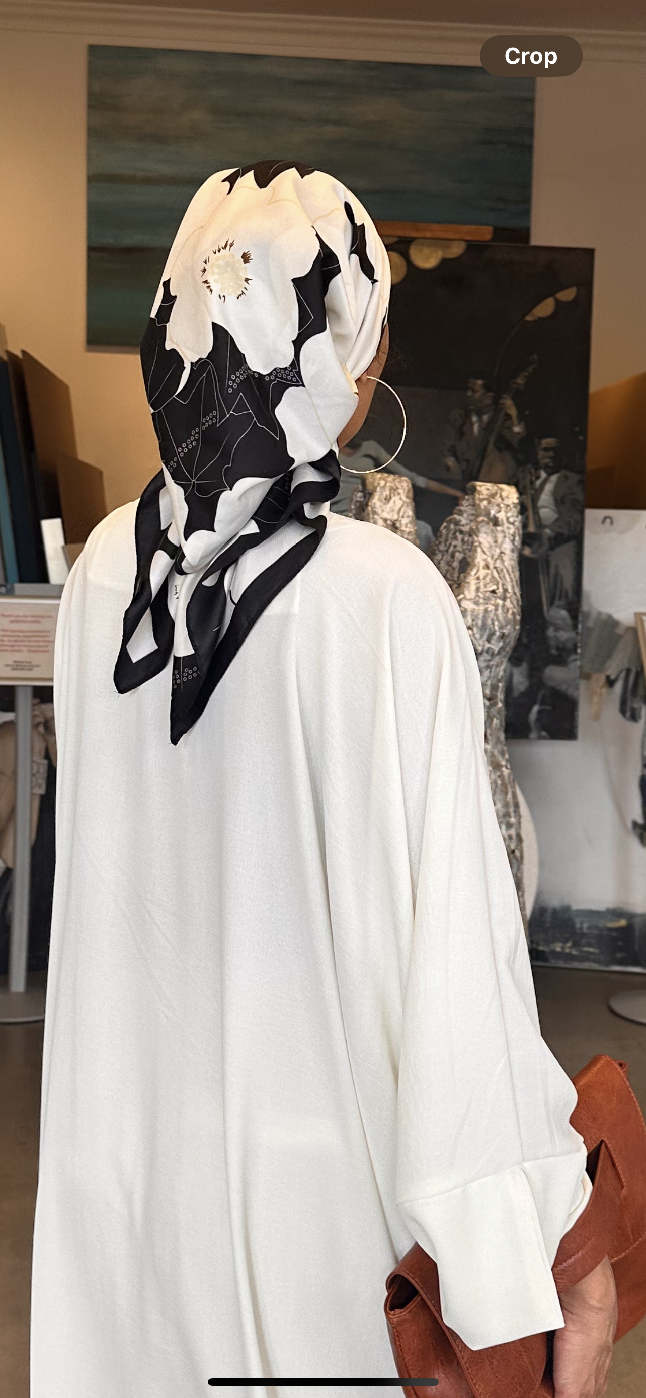 Black and White Floral Scarf