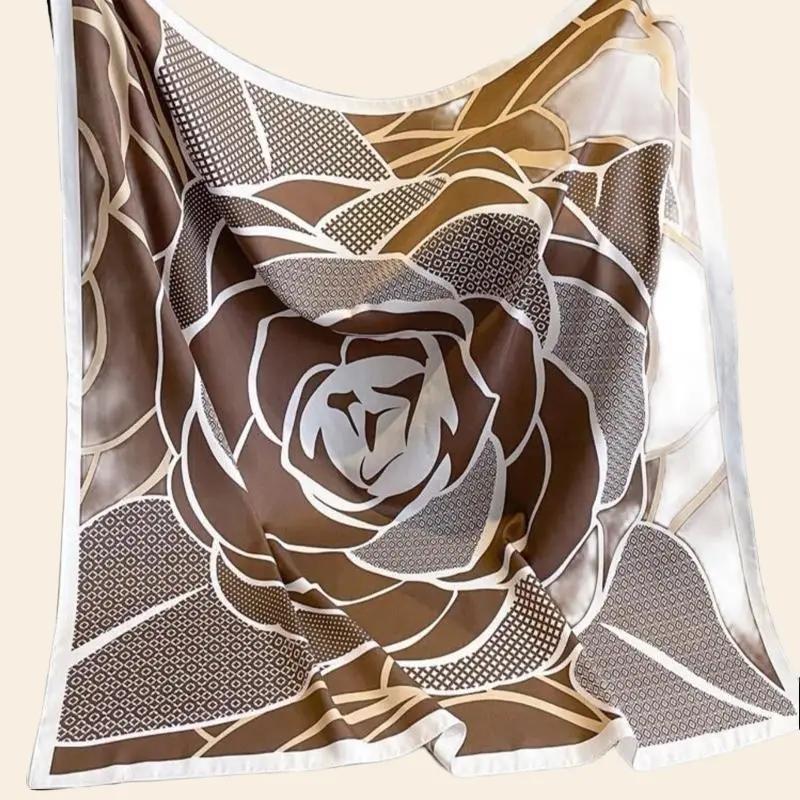 Brown and Cream Floral Scarf