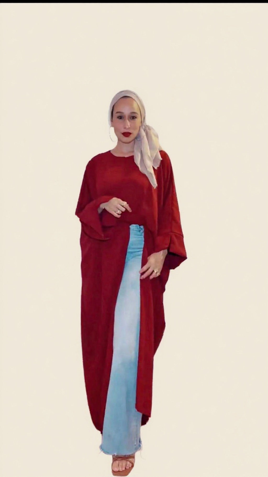 Front Slit Maxi Abaya in Maroon