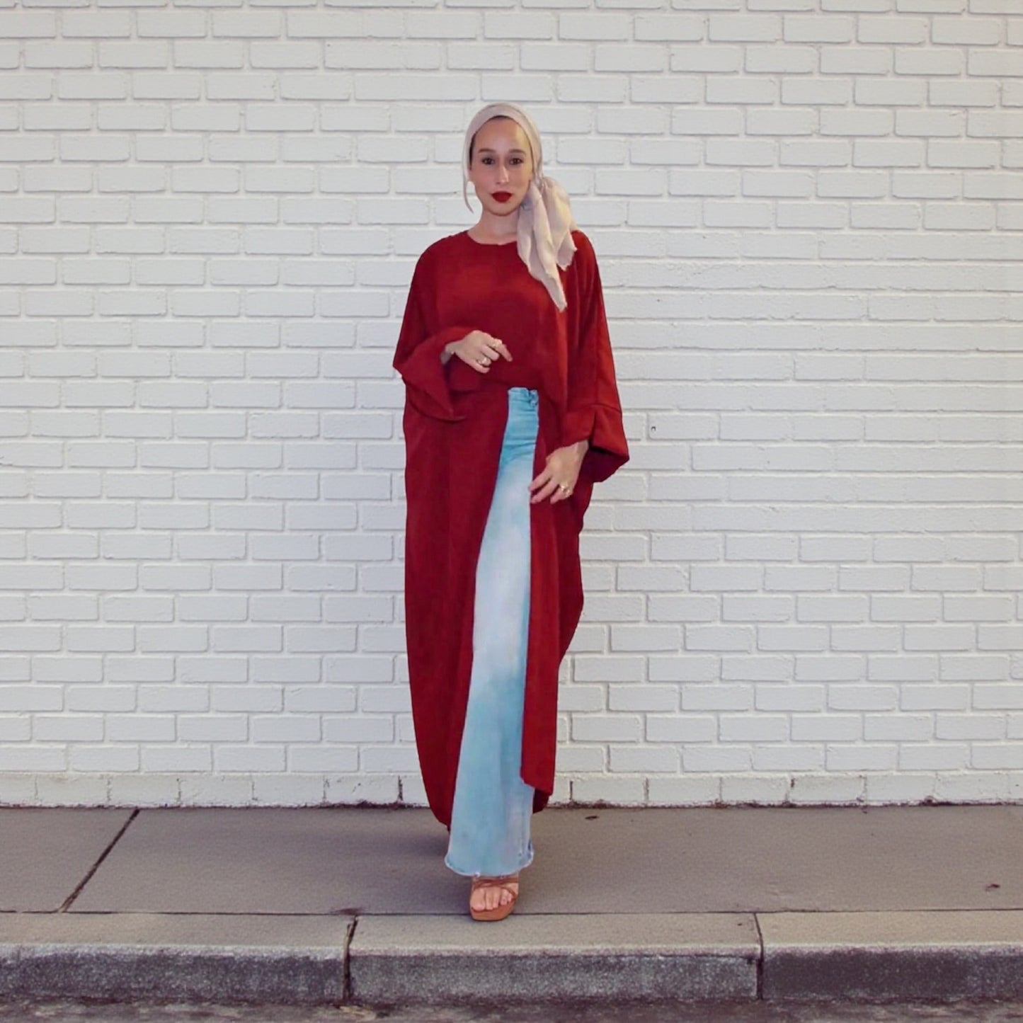 Front Slit Maxi Abaya in Maroon