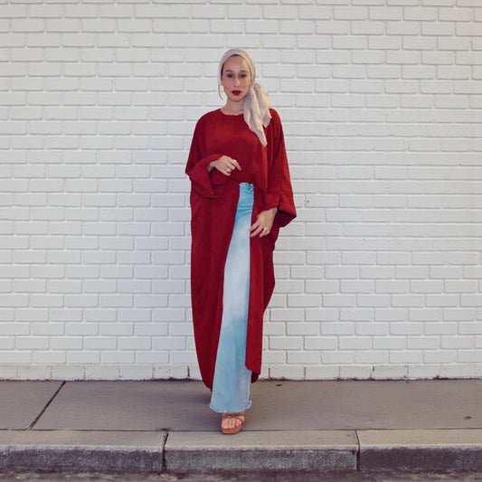 Front Slit Maxi Abaya in Maroon