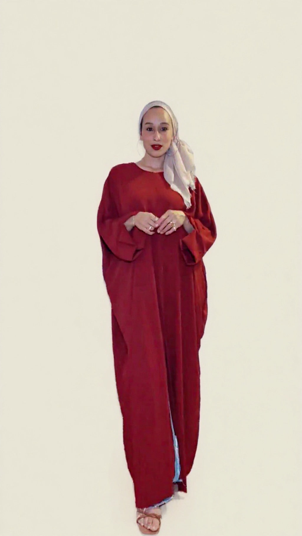 Front Slit Maxi Abaya in Maroon