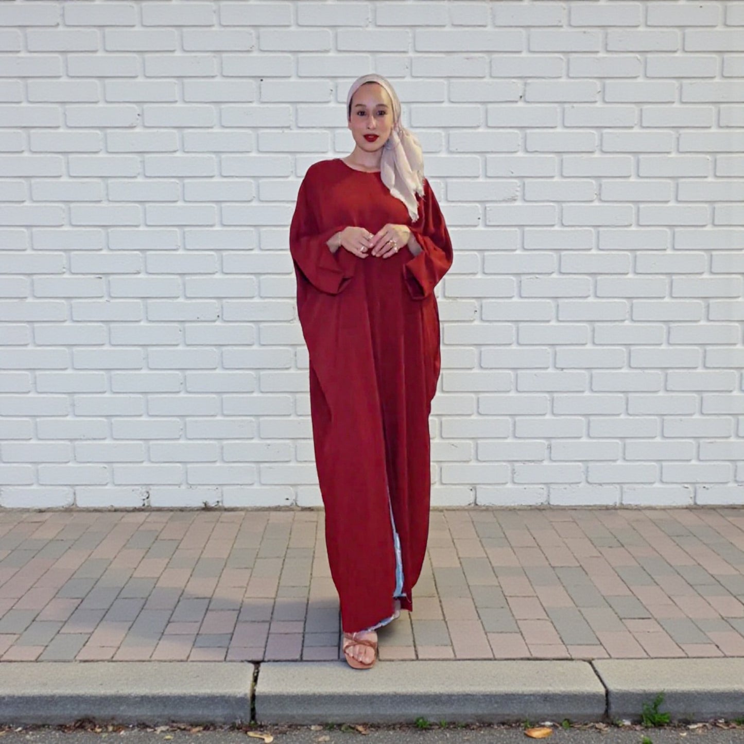 Front Slit Maxi Abaya in Maroon