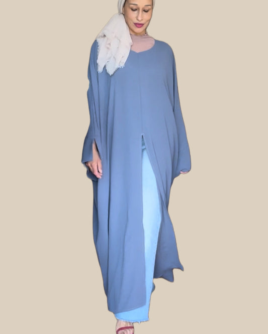 Front Slit Maxi Abaya in Blush Blueberry