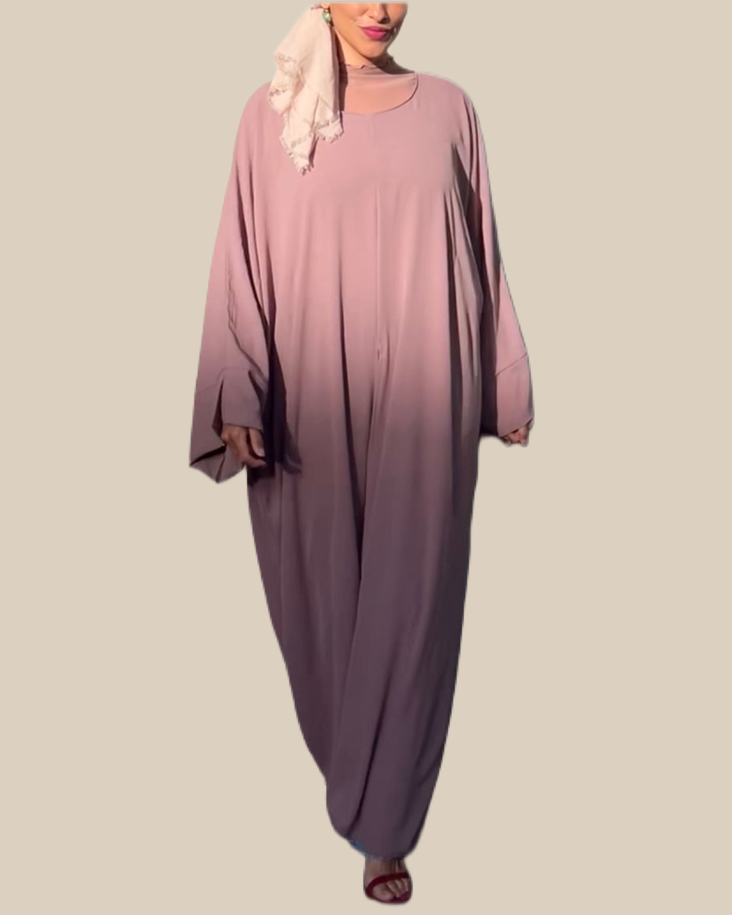 Front Slit Abaya in Blush Raspberry