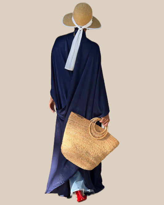 Criss Cross Back Kimono in Midnight Blue