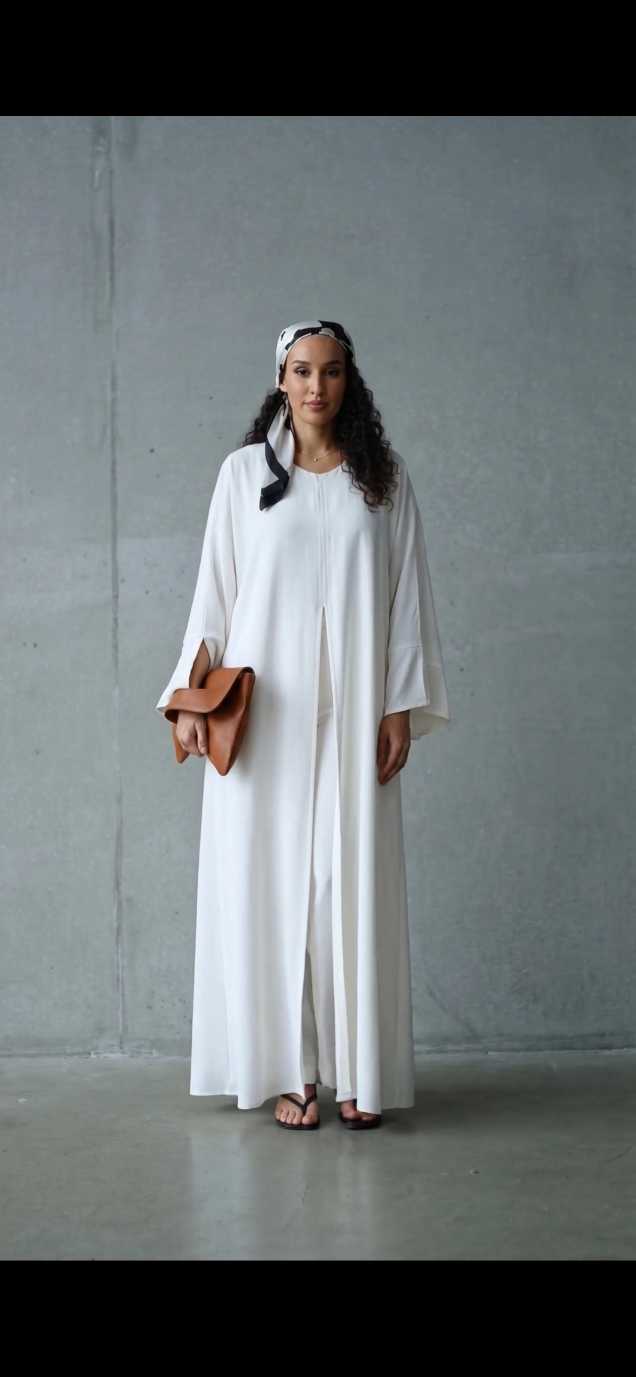 White Front Slit Abaya