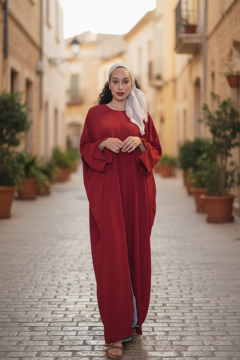 Front Slit Maxi Abaya in Maroon